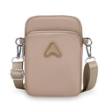 Mini borsa a tracolla kaki in nylon per cellulare con cerniere e cinturino - Cachi