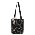 Sac fourre-tout noir à fleurs jaunes avec un nœud en dentelle blanche sur la bandoulière - Noir