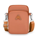 Mini orange crossbody phone bag with double zippers and sport logo in nylon material - Orange