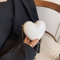 Elegante pochette rigida bianca a forma di cuore con catena dorata da donna - Bianco