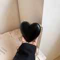 Elegante borsa a tracolla a forma di cuore nero opaco con catena in metallo dorato - Nero