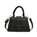 Sac à main classique en cuir noir à motif litchi avec finitions dorées élégantes - Noir