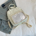 Borsa tote minimalista in tela bianco sporco con finestra e tracolla regolabile - Bianco