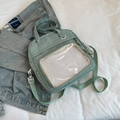 Borsa a tracolla in nylon verde menta con finestra in PVC e tracolla regolabile - Verde