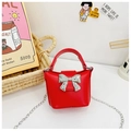 Modische rote Mini-Handtasche für Mädchen mit Silberschleife und Metallkette - Rot