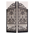 Elegant laser-cut black glitter hollow wedding invitation covers with ornate gate design - Glitter Black