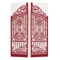 Glitter red laser cut wedding invitation card with elegant hollow gate design - Glitter Red