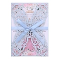 Invito matrimonio farfalla intagliato al laser con nastro blu e carta floreale - Blu Chiaro