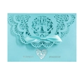 Προσκλητήριο γάμου Tiffany blue laser cut με δαντέλα καρδιά και σατέν κορδέλα - Μπλε Tiffany