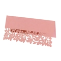 Pink laser-cut leaf place card with elegant floral hollow design for wedding table decor - Pink