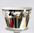 Silver laser cut Christmas cupcake wrappers with reindeer, snowman and tree patterns - 5x5x8CM / Reflective Silver