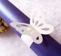 Elegante servilletero de mariposa blanca cortada con láser en papel perlado - Mariposa Hueca de Malla (MJK-3)