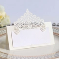 Elegante segnaposto per matrimonio in pizzo tagliato a laser, bianco perlato - Avorio