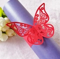 Red laser-cut butterfly napkin ring in paper for weddings and party table decorations - Pearlescent Red