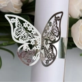 Silver laser-cut butterfly napkin ring with reflective mirror finish for wedding decor - Reflective Silver