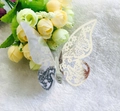 3D laser cut butterfly wall sticker with black and white print and gold hollow wing design - Reflective Silver