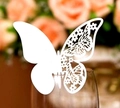 Elegant white 3D butterfly paper card with laser-cut hollow pattern for glass decoration - White
