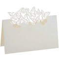 Elegant pearl white laser-cut butterfly place card for wedding table settings - Ivory