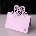 Marque-place cœur rose découpé au laser avec motifs floraux pour table de mariage - Violet Clair