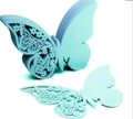 Light blue 3D laser-cut butterfly wall stickers with intricate hollow floral patterns - Tiffany Blue