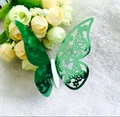 Metallic emerald green 3D butterfly wall sticker with hollow lace design for weddings - Reflective Green