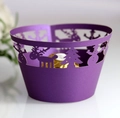 Caissettes à cupcakes violettes découpées au laser avec motifs de Noël et rennes - Violet foncé