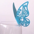 Light blue laser-cut 3D butterfly name cards for wine glass decoration in weddings - Sky Blue