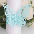 Elegant light blue laser-cut butterfly napkin ring made of premium cardstock - Pearl Pale Blue