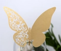 Close-up of laser-cut gold glitter butterfly card for wedding glass decoration - Beige Gold