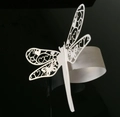 White laser cut dragonfly paper napkin rings with delicate floral heart patterns - Hollow Dragonfly Style (MJK-8)