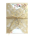 Partecipazione di nozze dorata tagliata al laser con corda e inserto floreale - Oro Champagne