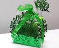 Laser-cut butterfly gift box in shimmering green cardstock with matching ribbon - Reflective Green