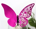 Laser cut rose red butterfly place cards for wedding glassware and party table decorations - Reflective Rose Red