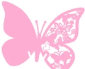 Pink laser-cut butterfly place card with hollow flower pattern for wedding table decor - Pink