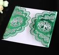 Invito di nozze tagliato al laser in verde brillante metallizzato con motivo uccellini - Verde Riflettente