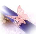 Ronds de serviette papillon en papier rose découpé au laser pour décoration de mariage - Rose