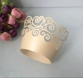 Laser cut champagne gold cupcake wrappers with elegant hollow vine pattern - Beige (Jewelry Star)