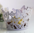 Elegant laser-cut butterfly cupcake wrapper for wedding dessert table decoration. - 5cm / Light Purple