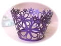Elegant purple laser cut cupcake wrapper with floral patterns for wedding party decor - 5x5x8CM / Dark Purple