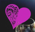Elegant purple heart laser-cut lace place card for wedding glass rim decoration - Dark Purple