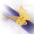 Rond de serviette papillon jaune découpé au laser avec dentelle en papier et détails fins - Doré