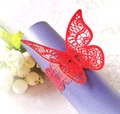 Elegant red hollow-out laser cut butterfly paper napkin ring for wedding table decor - Pearlescent Red