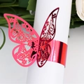 Rond de serviette papillon découpé au laser en rose pour décoration de table de mariage - 50 Pièces / Rouge Vif Réfléchissant