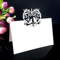 White laser cut place card with hollow heart and bird patterns for wedding decor - Heart Birds Folding Style (XWK-8)