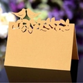 Marque-place en papier kraft découpé au laser avec motif oiseaux pour mariage - Couleur Papier Kraft