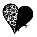 Elegant pink heart-shaped laser cut place card with intricate floral vine pattern - Black Khaki