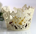Ivory pearl butterfly laser cut cupcake wrappers for elegant wedding favors - 5cm / Beige (Jewelry Star)