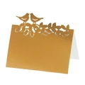 Tarjeta de mesa de corte láser en oro bronce con pájaros para decoración de bodas - Oro Reflectante