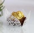 Elegant white laser-cut floral chocolate paper wrappers for luxury wedding party decoration - White