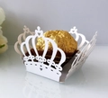 White laser cut crown hollow paper candy box with gold chocolate for wedding party decor - White